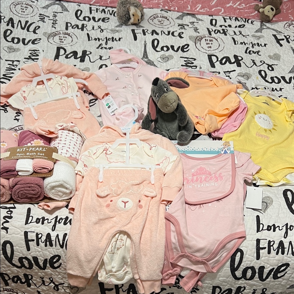 Little Me Pink Baby Clothing Set with Cream Accents